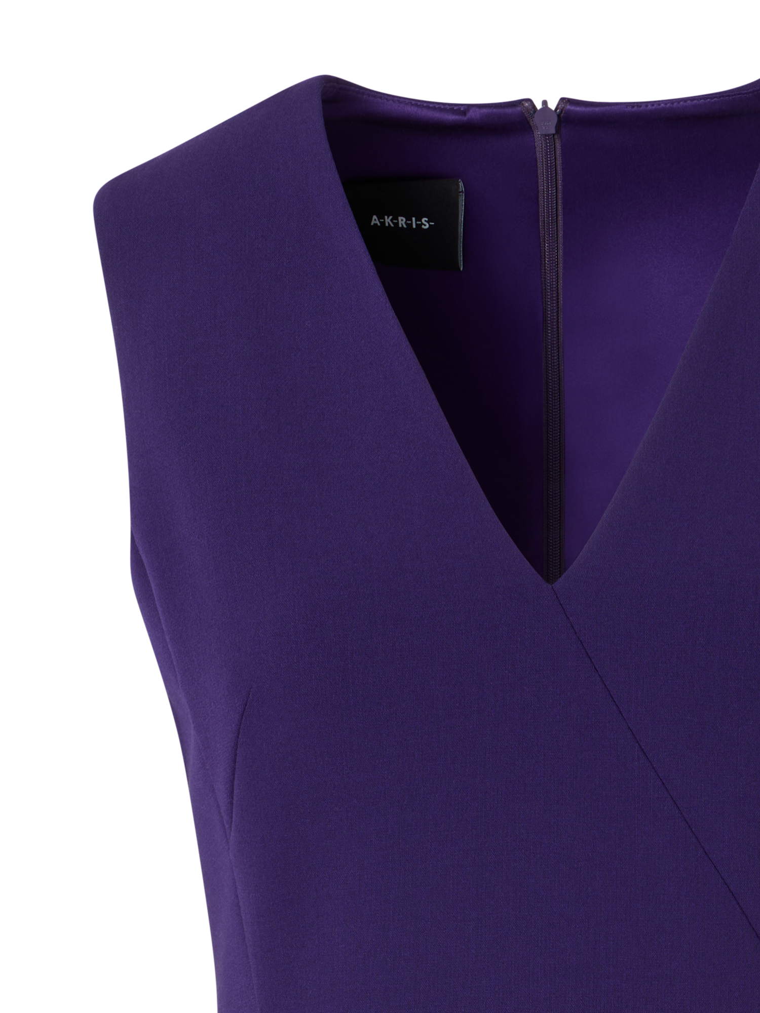 Designer Sleeveless Bi-Stretch Wool Double-Face Shift Dress - purple