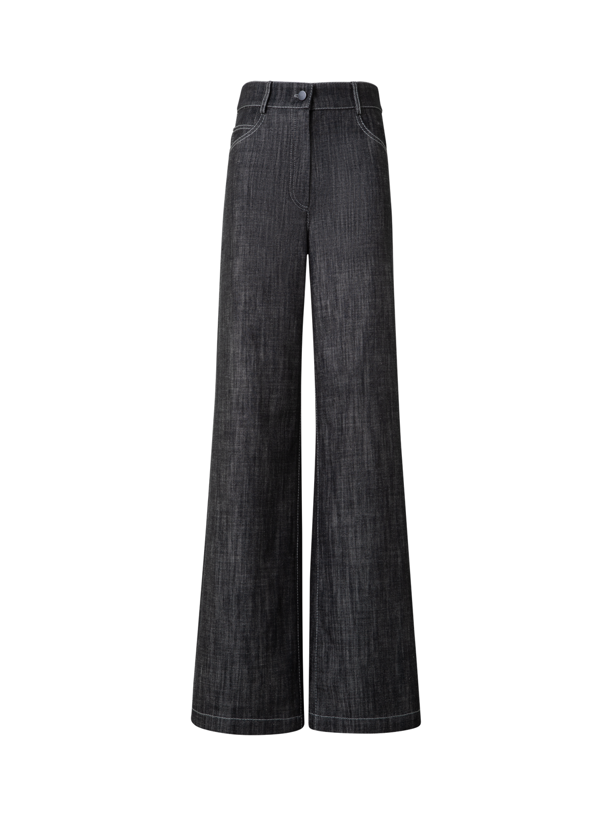 Designer Wide Cotton Denim Pants - black