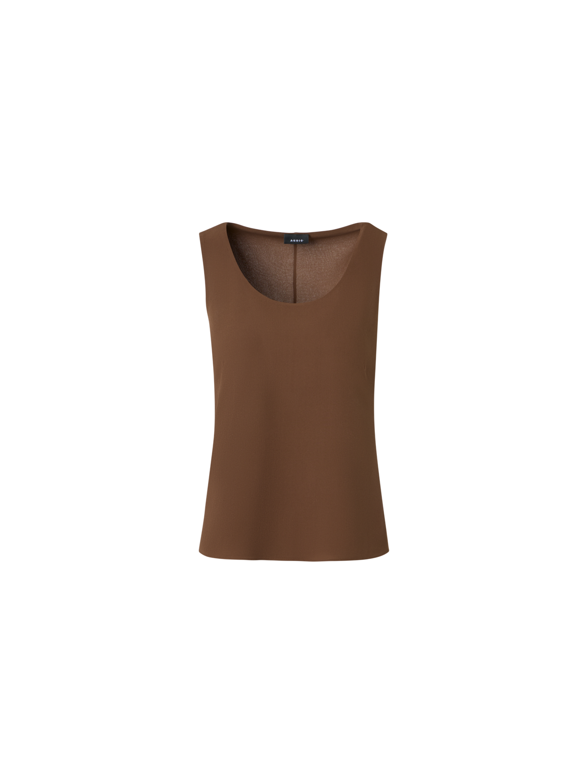 Designer Silk Georgette Scoop-Neck Top - brown