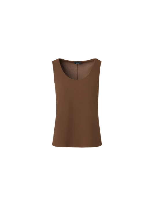 Designer Silk Georgette Scoop-Neck Top - brown