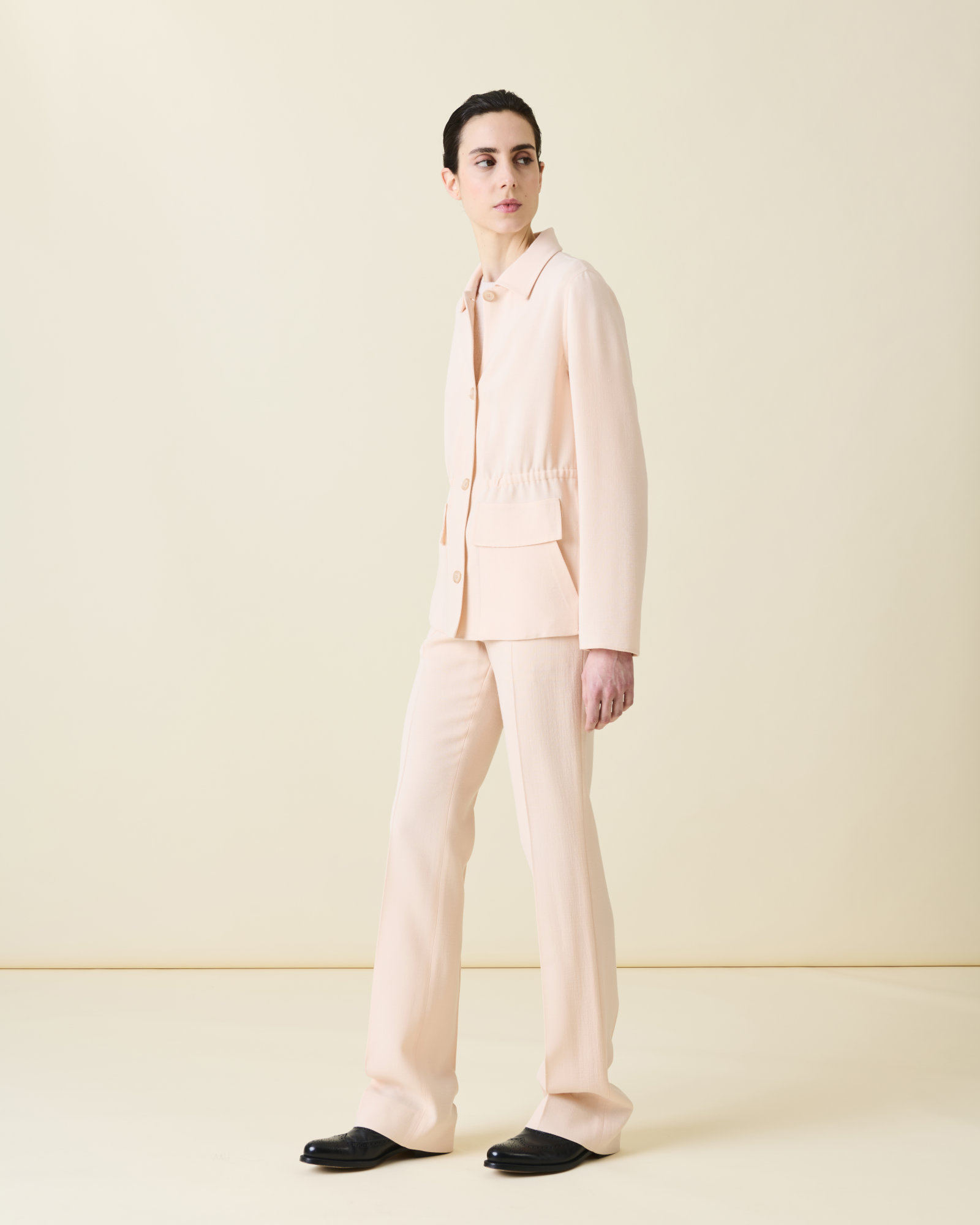 Designer Slight Bootcut Wool Double-Face Pants - pastel - pink 