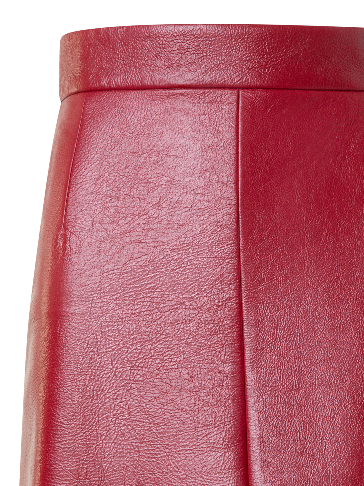 Designer Short Skirt in Lacquered Leather - red