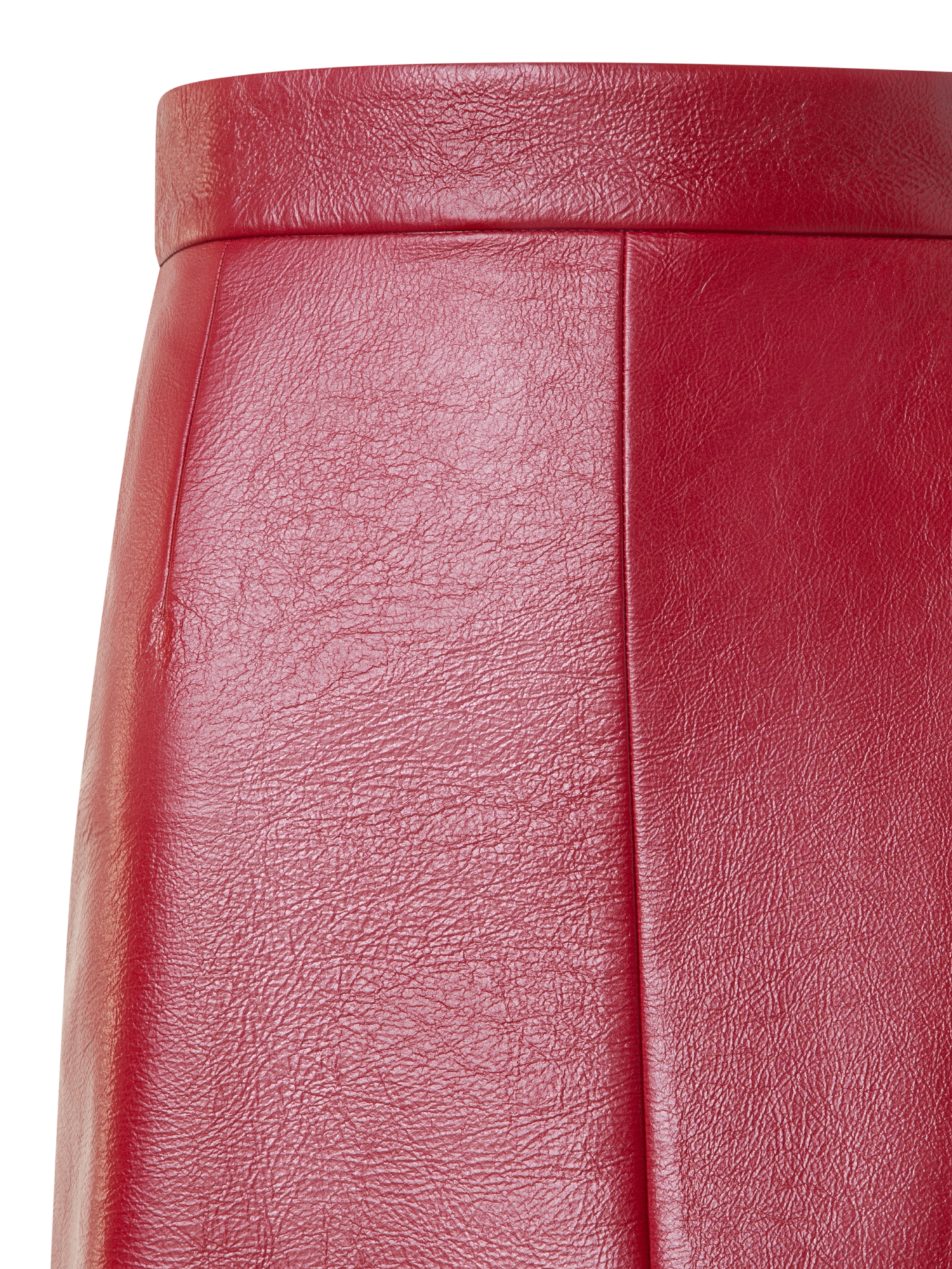 Designer Short Skirt in Lacquered Leather - red