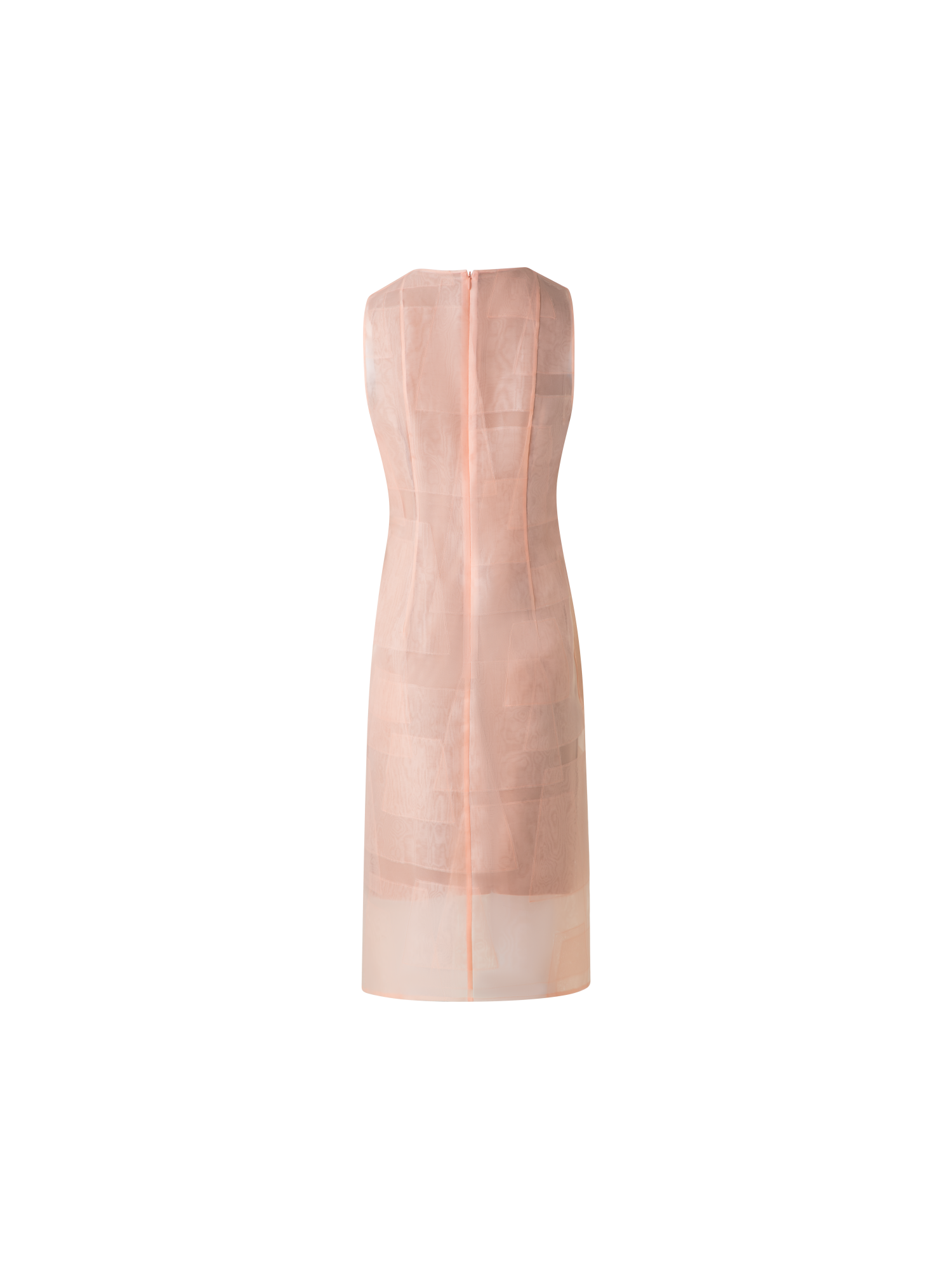 Designer Sheath Dress in Sheer Trapezoid Organza Layers - pastel - orange