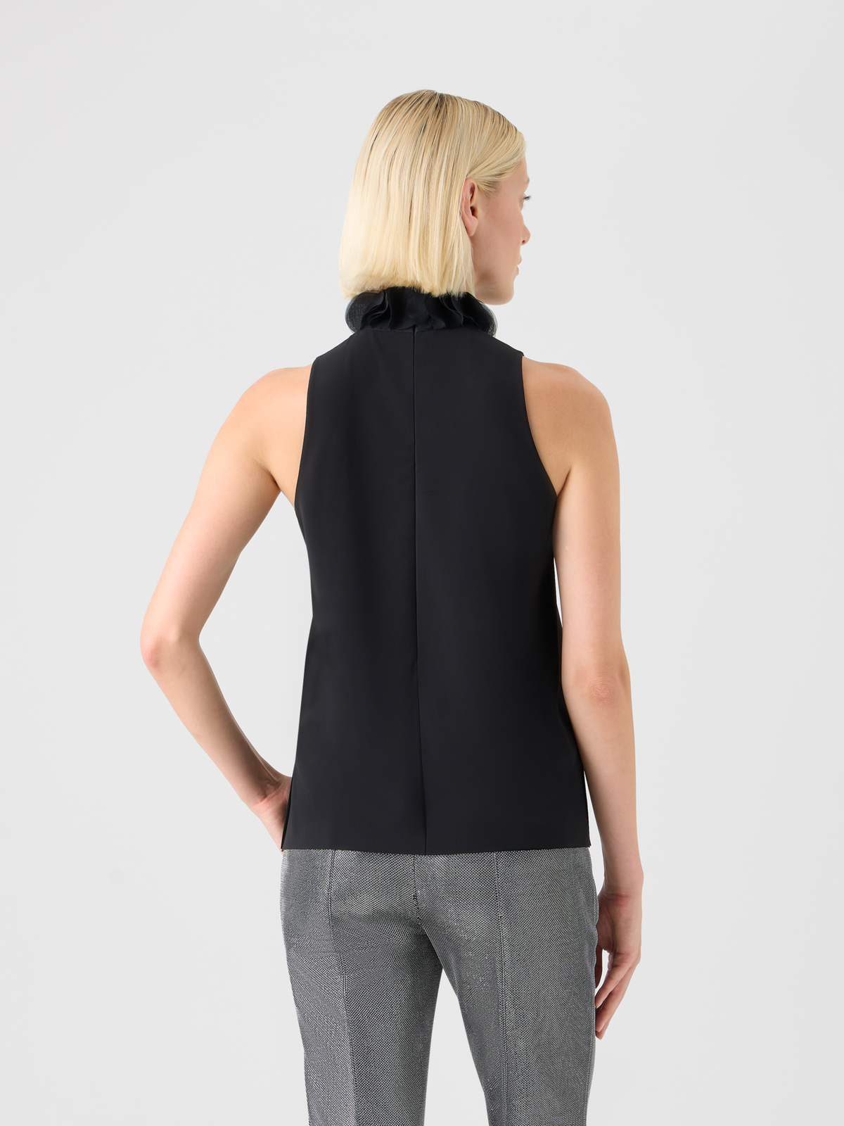 Designer 3D Dot Lasercut Crêpe Top - black #editorial
