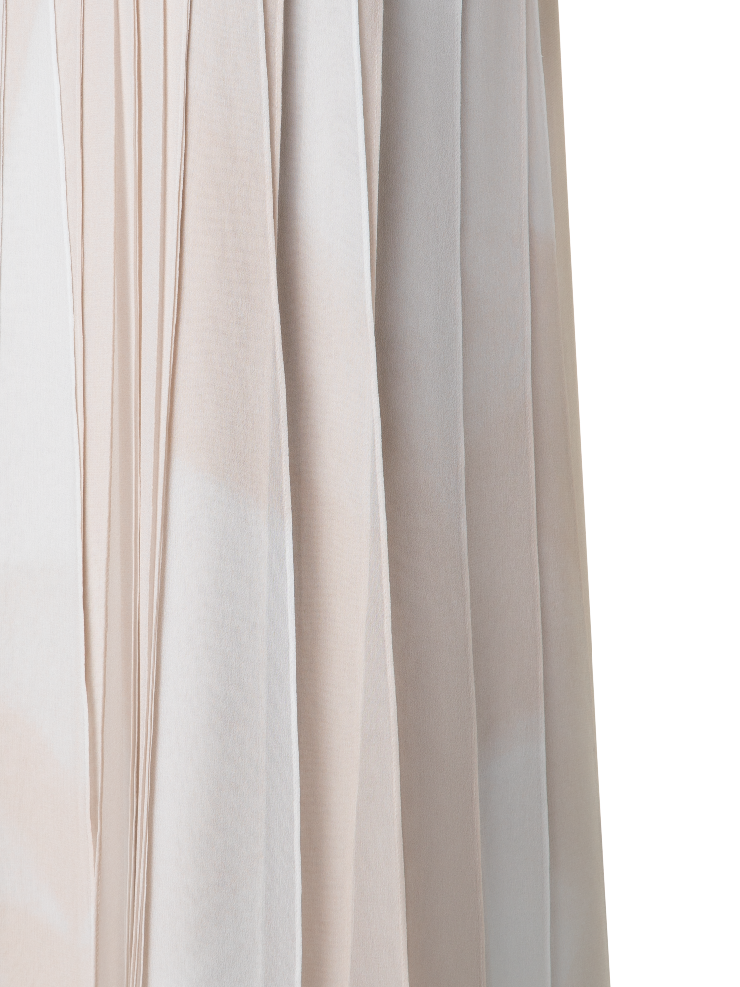 Designer Silk Ribbon Mini Dress with Chiaroscuro Print - neutral - pastel - beige