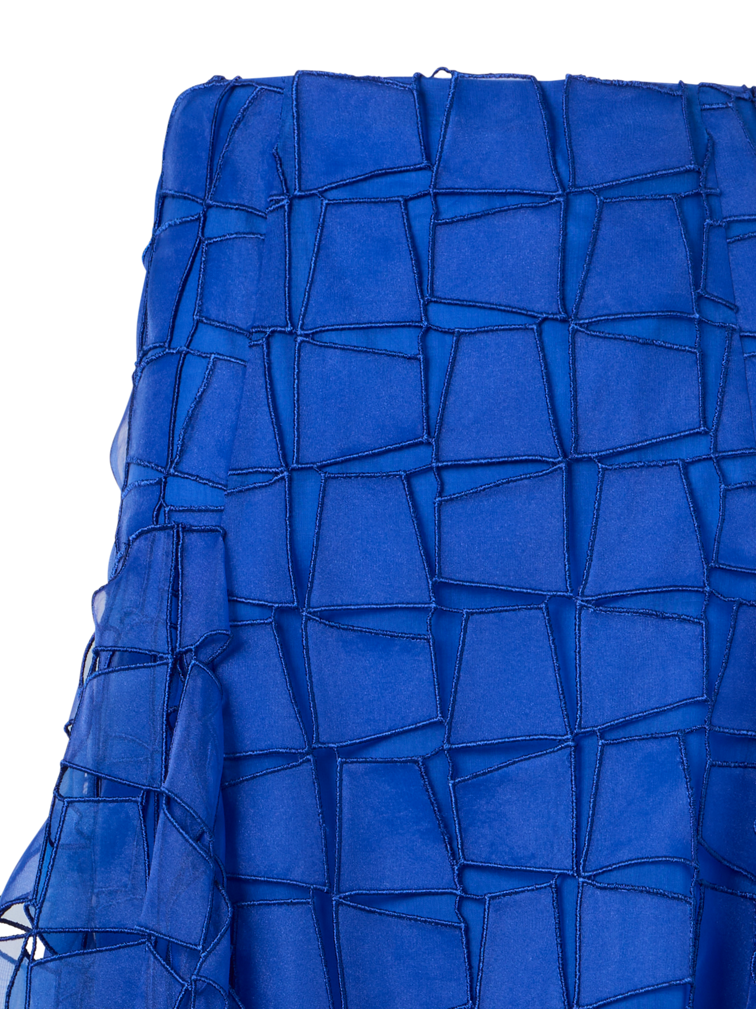 Designer Maxi Skirt with Tapezoid Organza Embroidery - blue