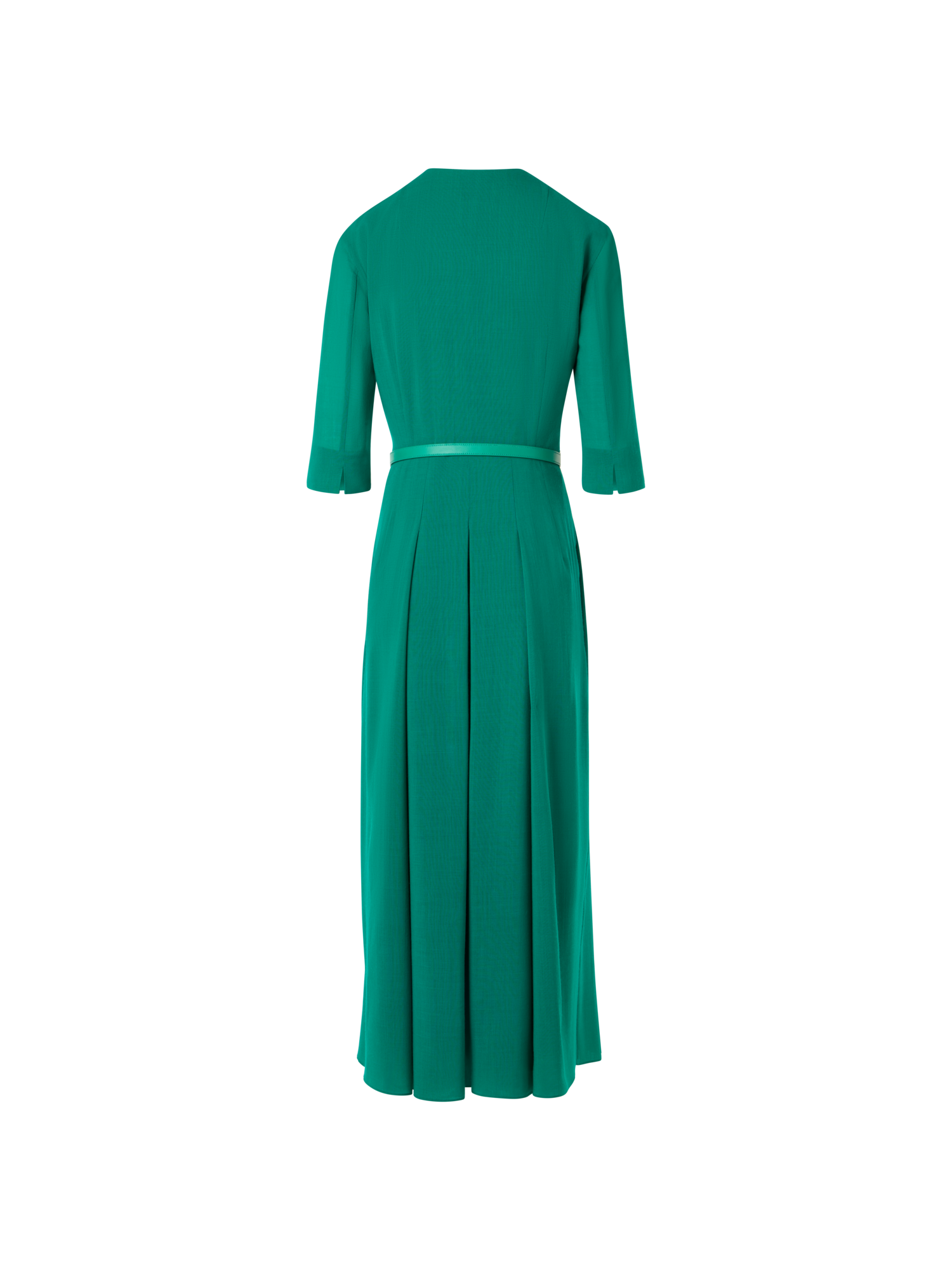Designer Long-Sleeve Wool Shelly Midi Dress - green