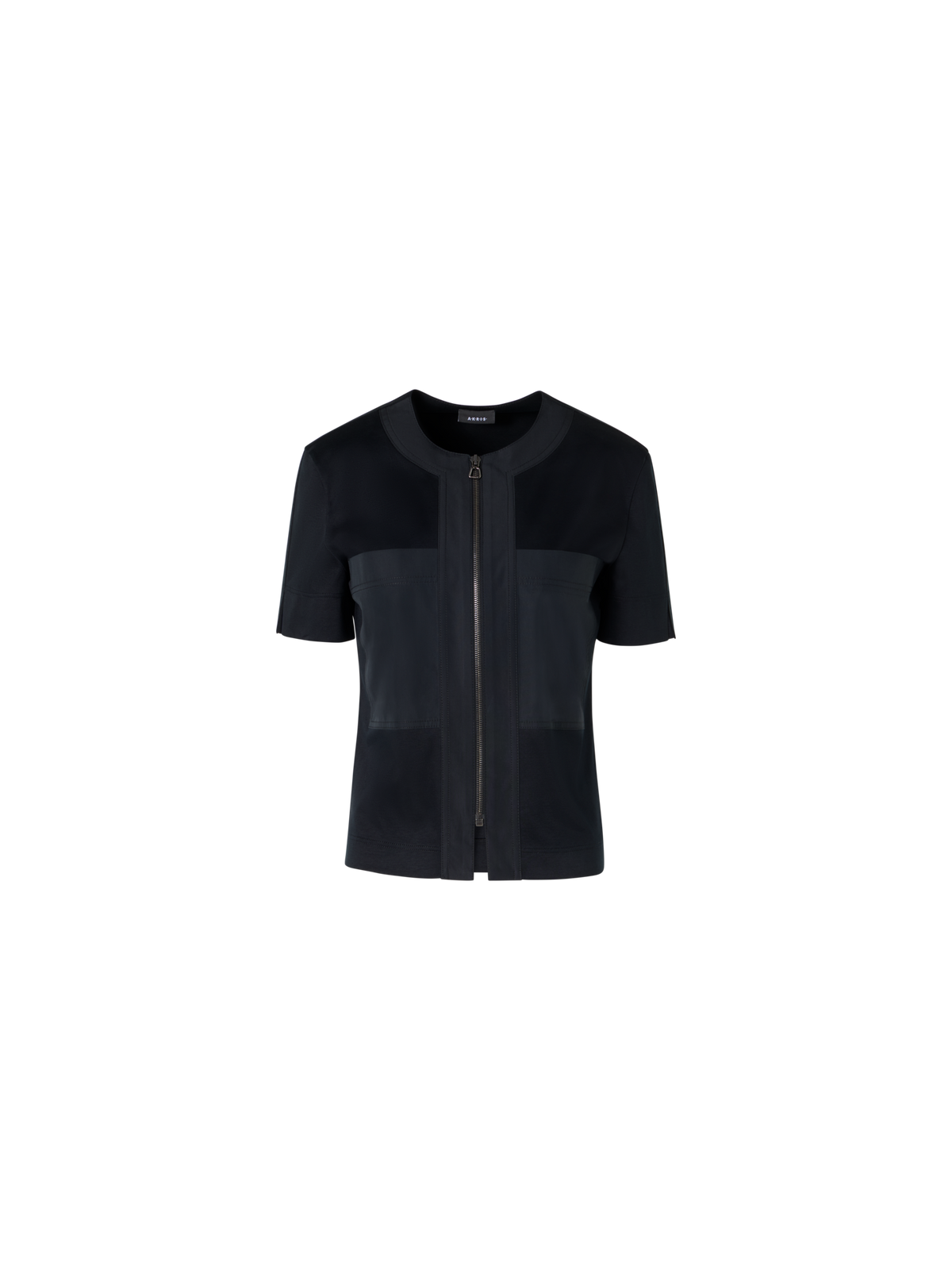 Designer Short-Sleeve Cotton Jersey Blouse - black