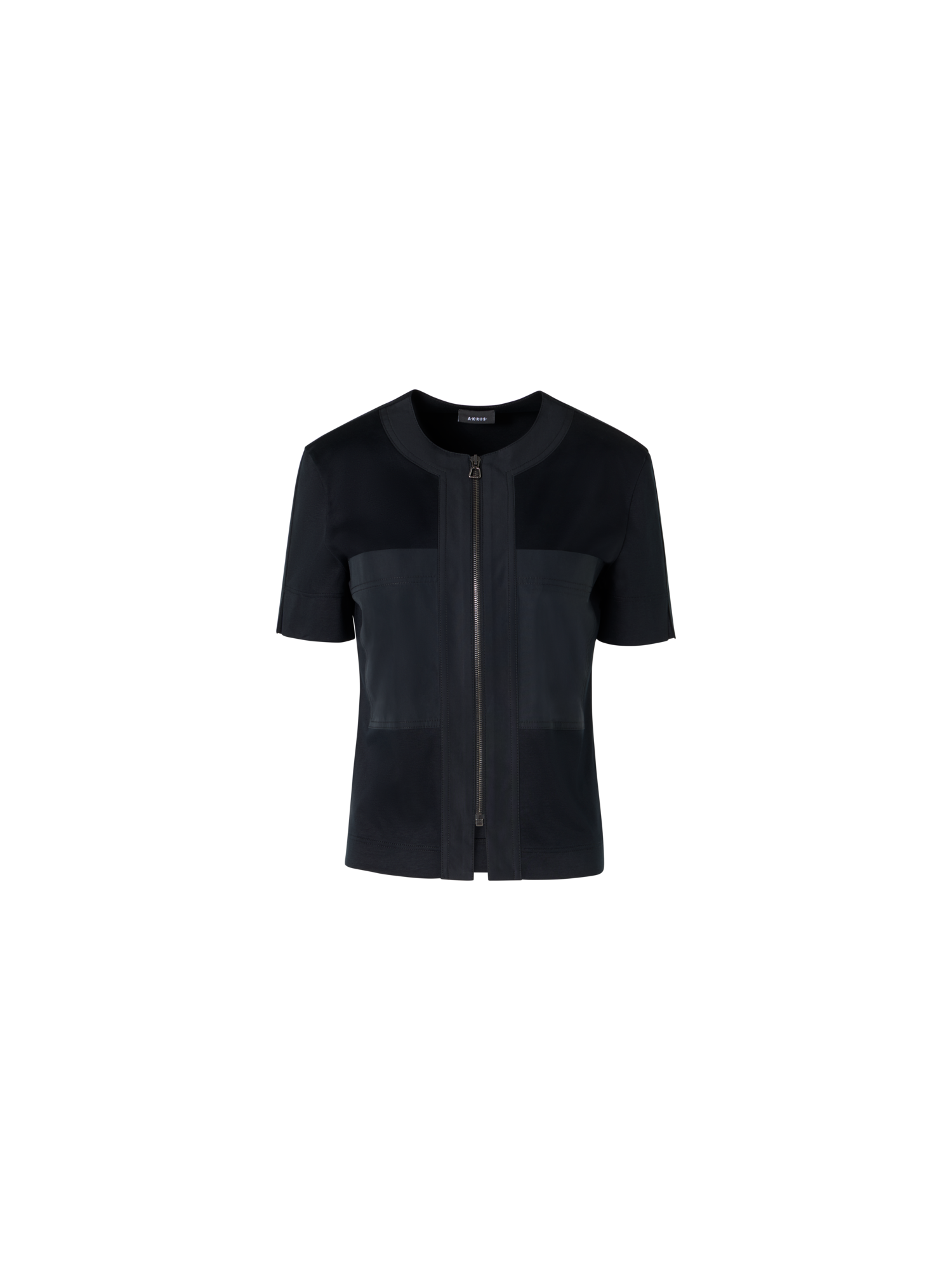 Designer Short-Sleeve Cotton Jersey Blouse - black