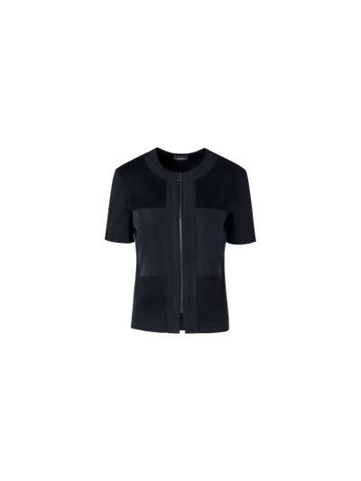 Designer Short-Sleeve Cotton Jersey Blouse - black