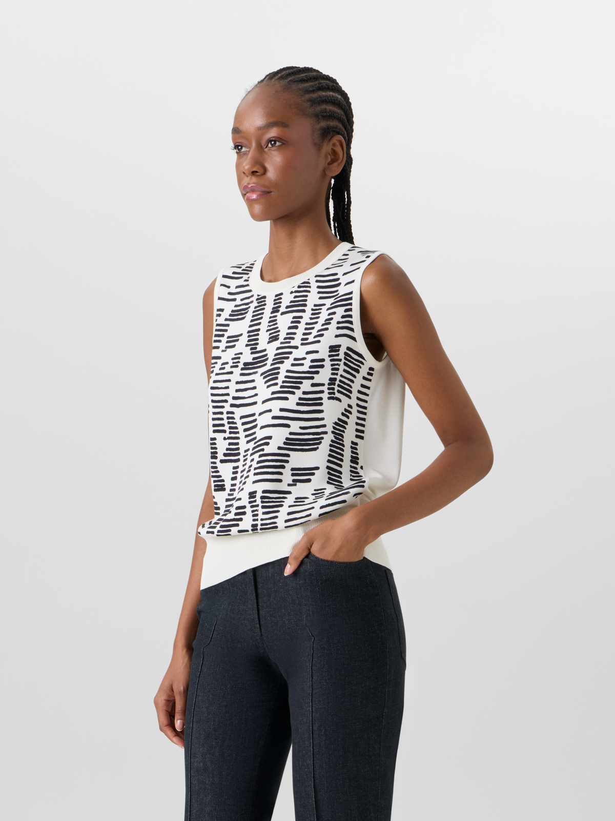 Designer Sleeveless Dance Movement Knit Top - ecru #editorial