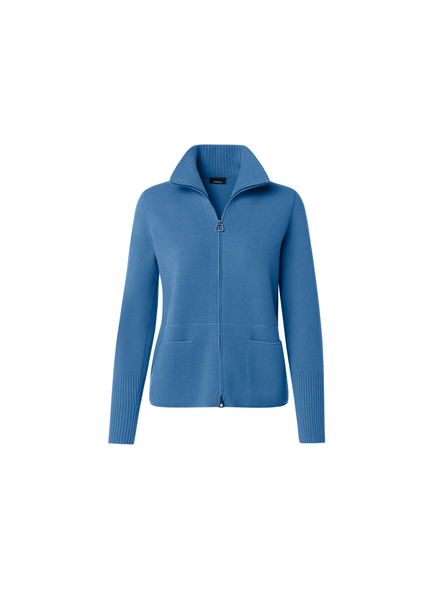 Designer Pure Cashmere Knit Cardigan - blue