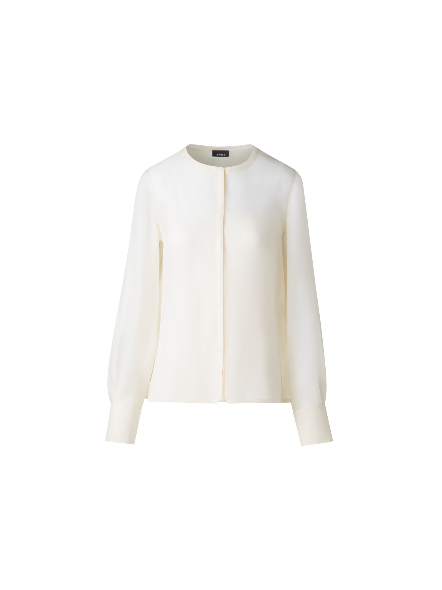 Designer Sheer Silk Organza Blouse - neutral - ecru - white