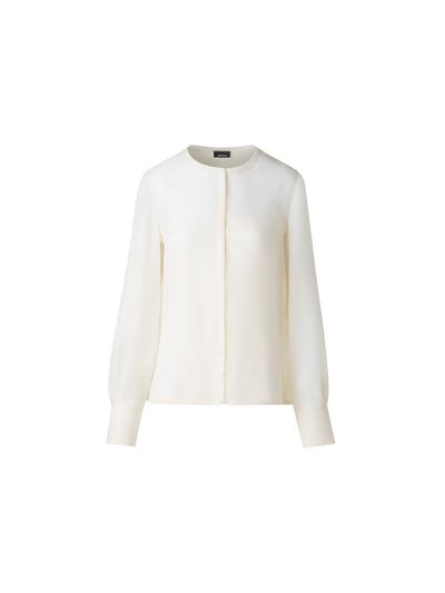Designer Sheer Silk Organza Blouse - neutral - ecru - white