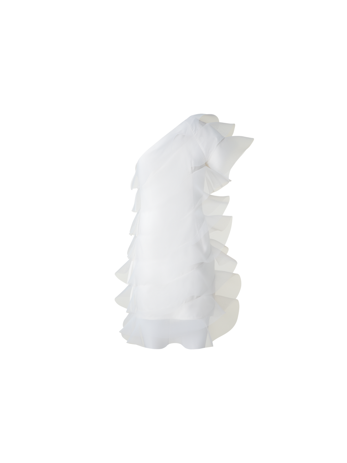 Designer Cotton Silk Cocktail Dress with Waves - ecru - white