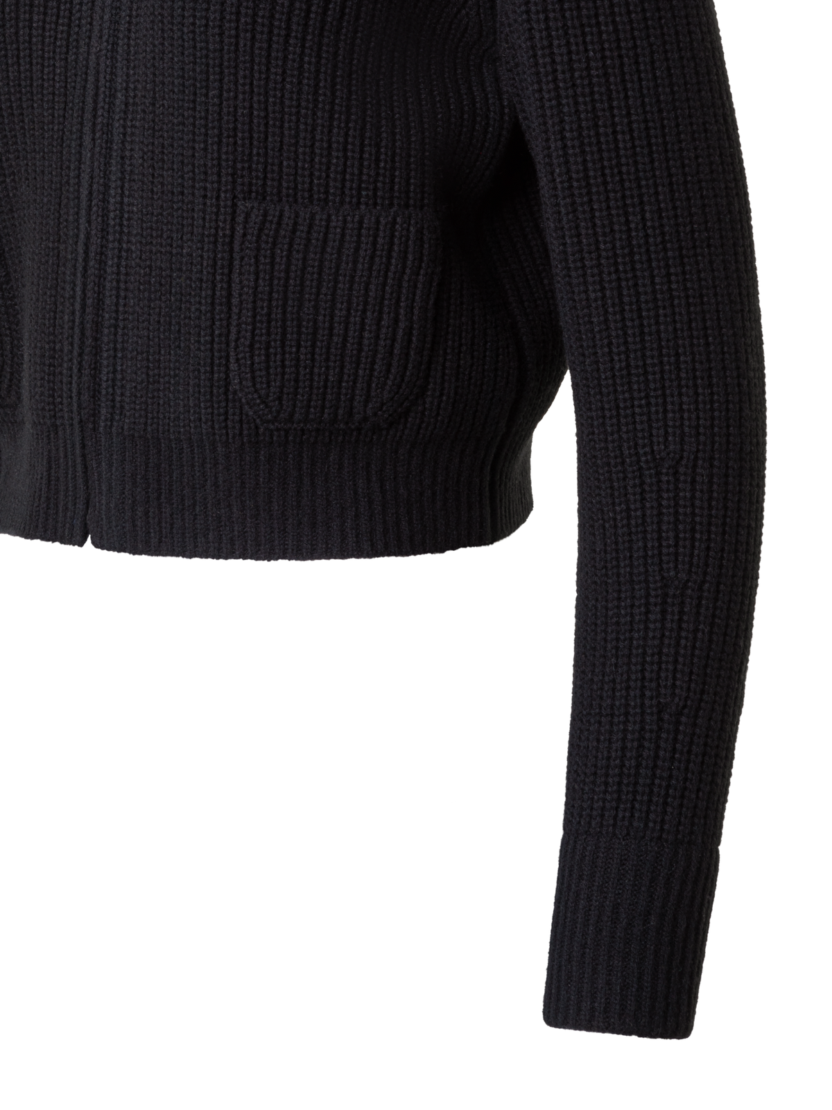 Designer Wool Cashmere Bouclé Blouson Cardigan - black