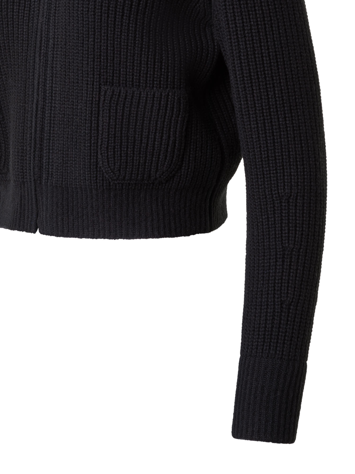 Designer Wool Cashmere Bouclé Blouson Cardigan - black