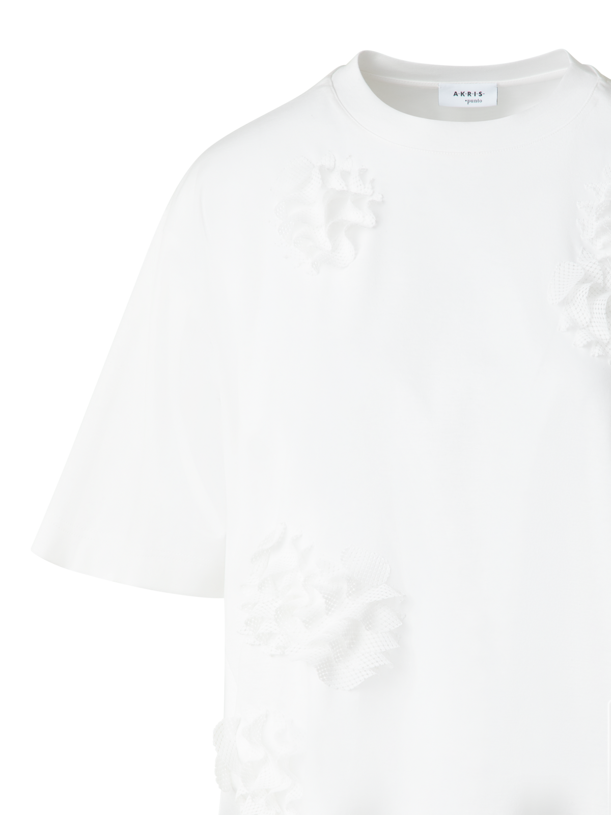 Designer Boxy Cotton T-Shirt with 3D Carnation Detail - neutral - ecru - white