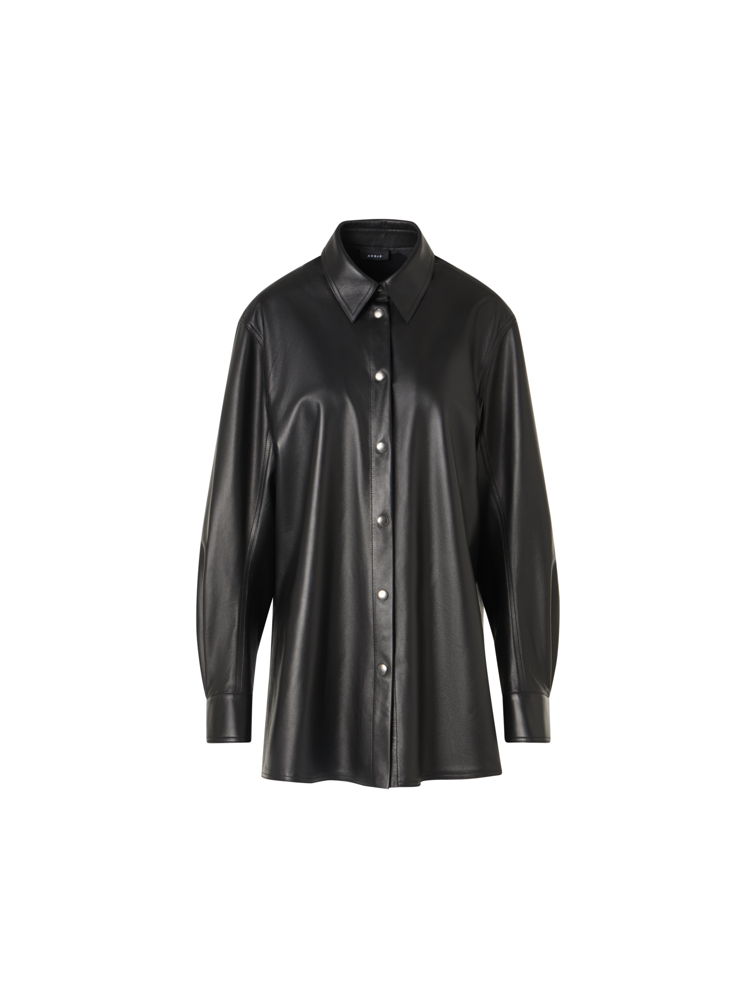 Designer Oversize Nappa Leather Shirt - black