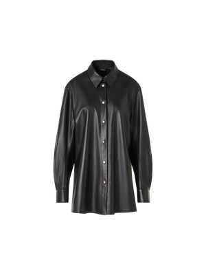 Designer Oversize Nappa Leather Shirt - black