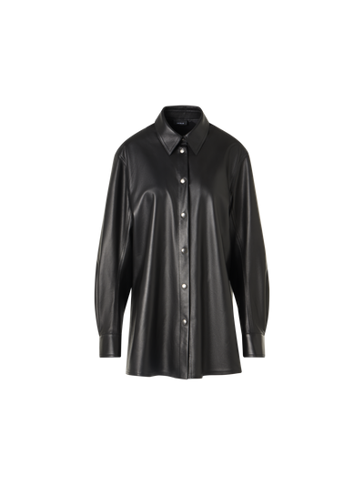 Designer Oversize Nappa Leather Shirt - black