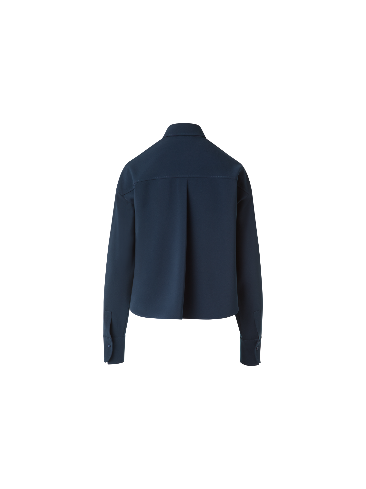 Designer Cropped Boxy Blouse in Signature Laser Cut - neutral - navy - blue