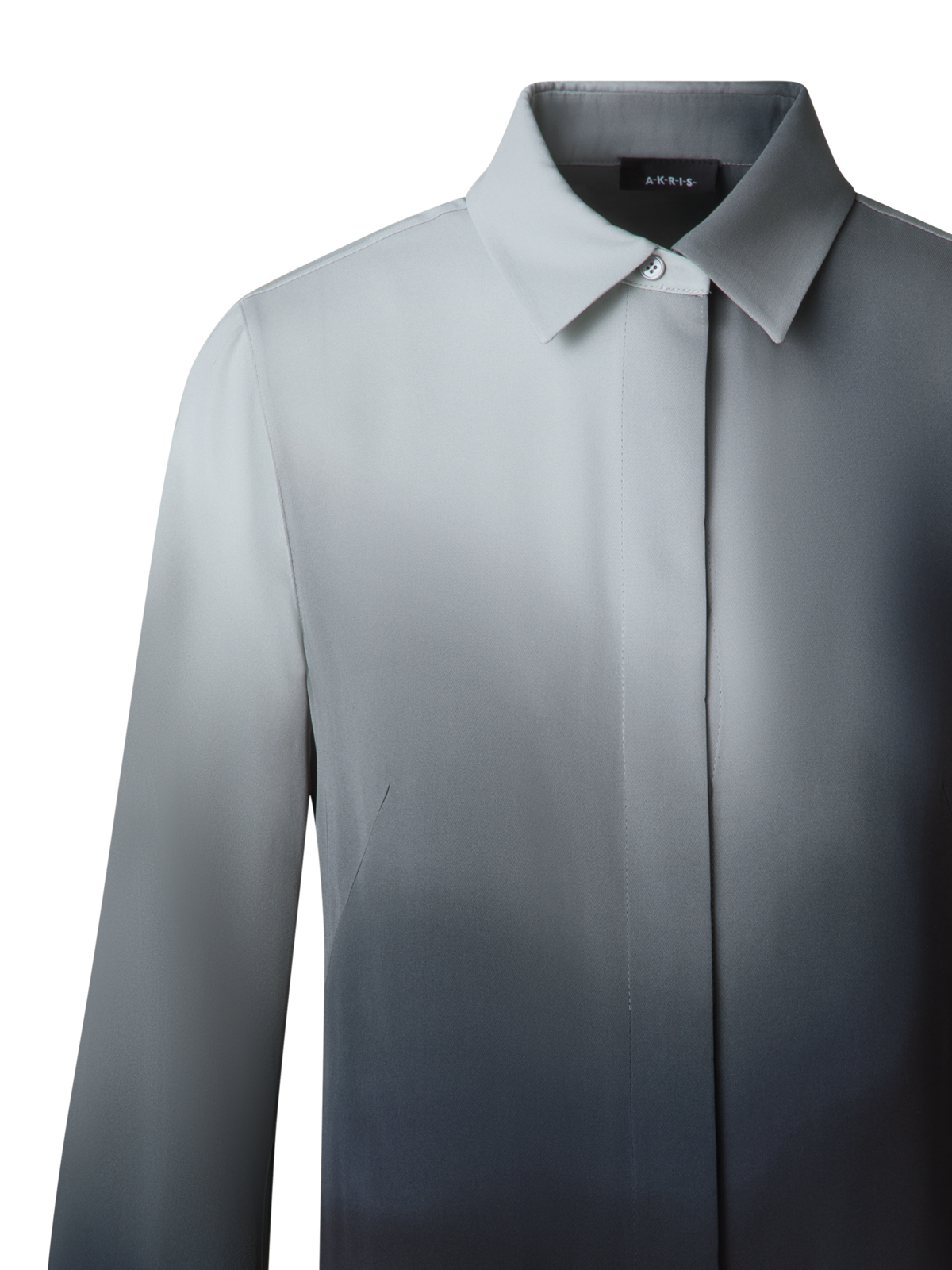 Designer Silk Crêpe Blouse with Shadow Print - grey - multicolor