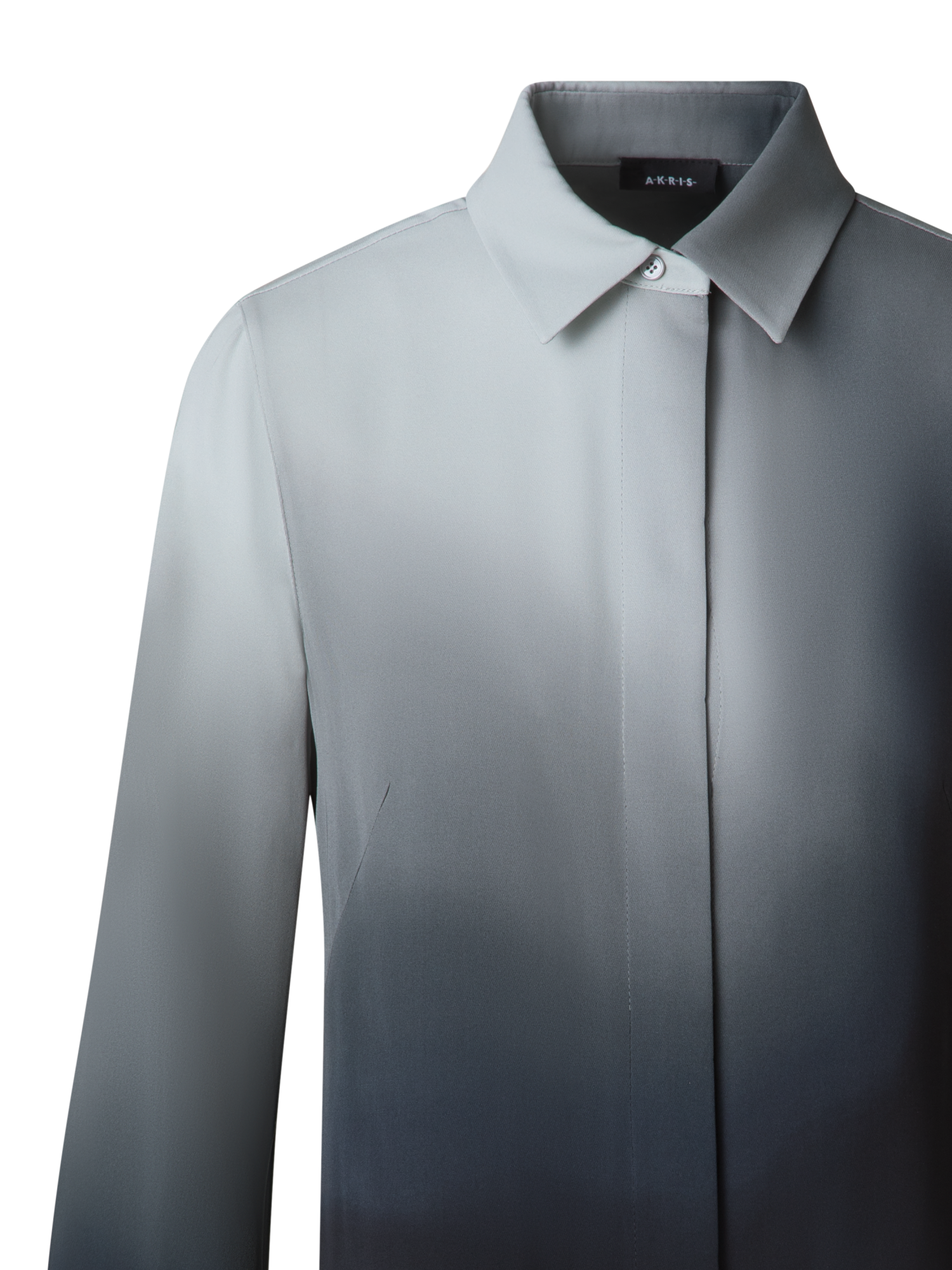 Designer Silk Crêpe Blouse with Shadow Print - grey - multicolor