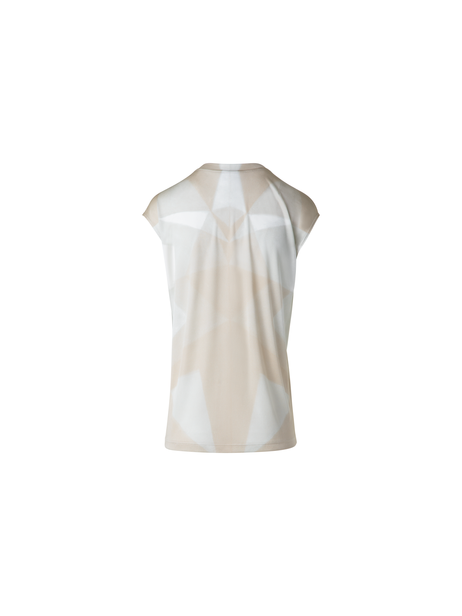 Designer Silk T-Shirt with Chiaroscuro Print - neutral - pastel - multicolor - beige