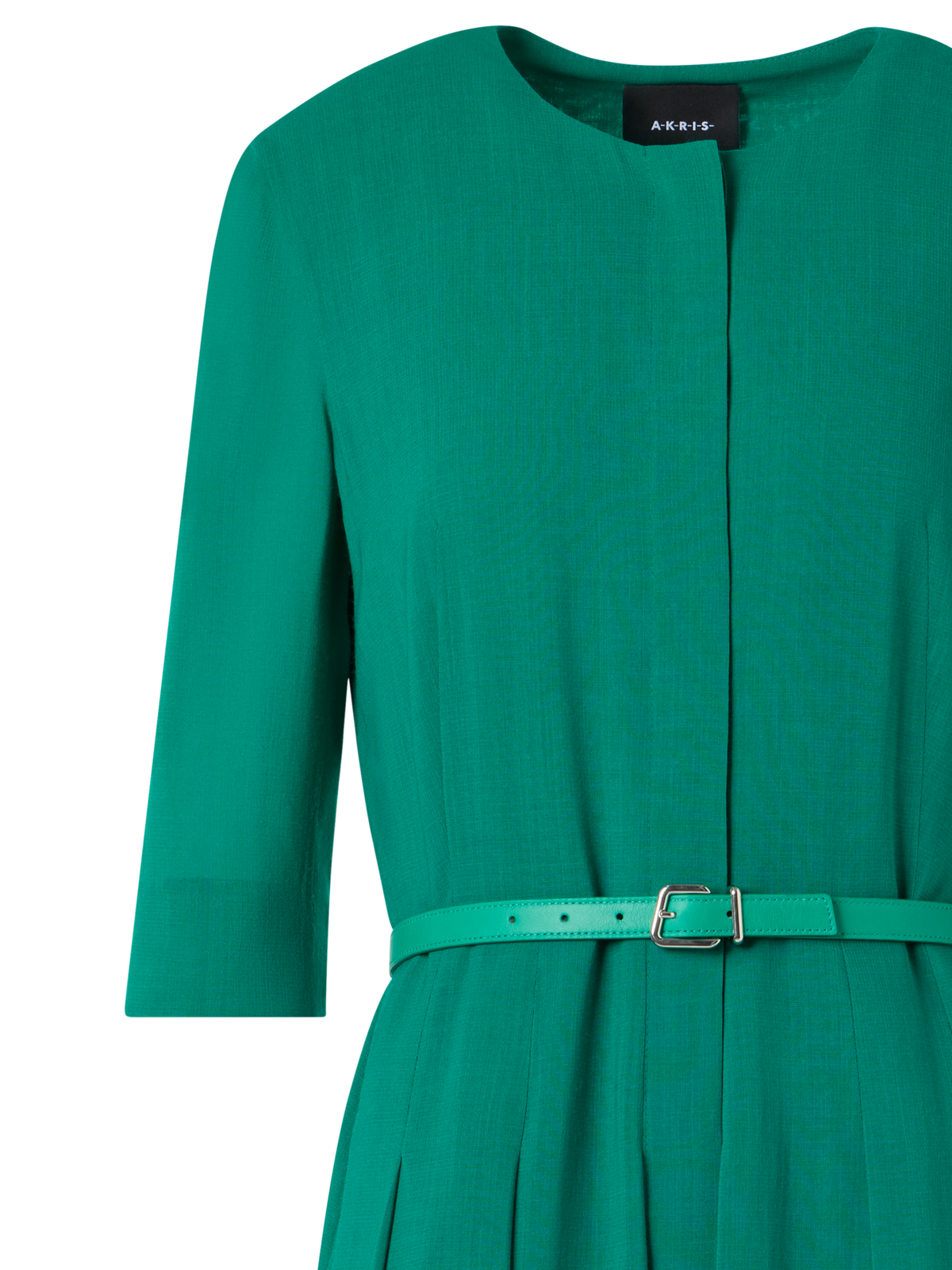 Designer Long-Sleeve Wool Shelly Midi Dress - green