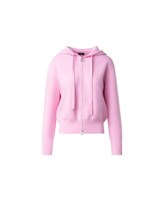 Designer Cropped Cashmere Hoodie Sweater - pink