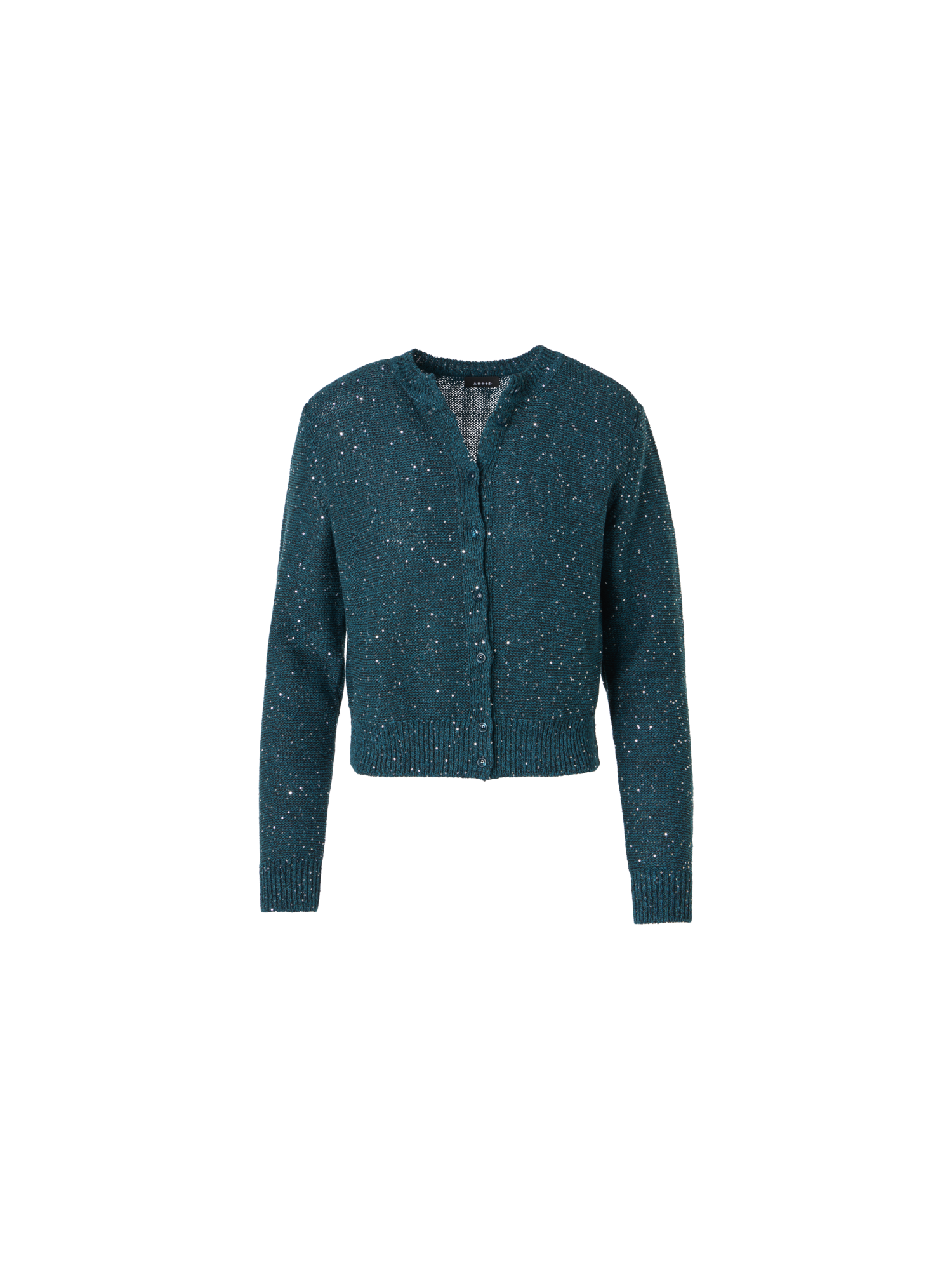 Designer Linen Cotton Cardigan with Micro Sequins - green