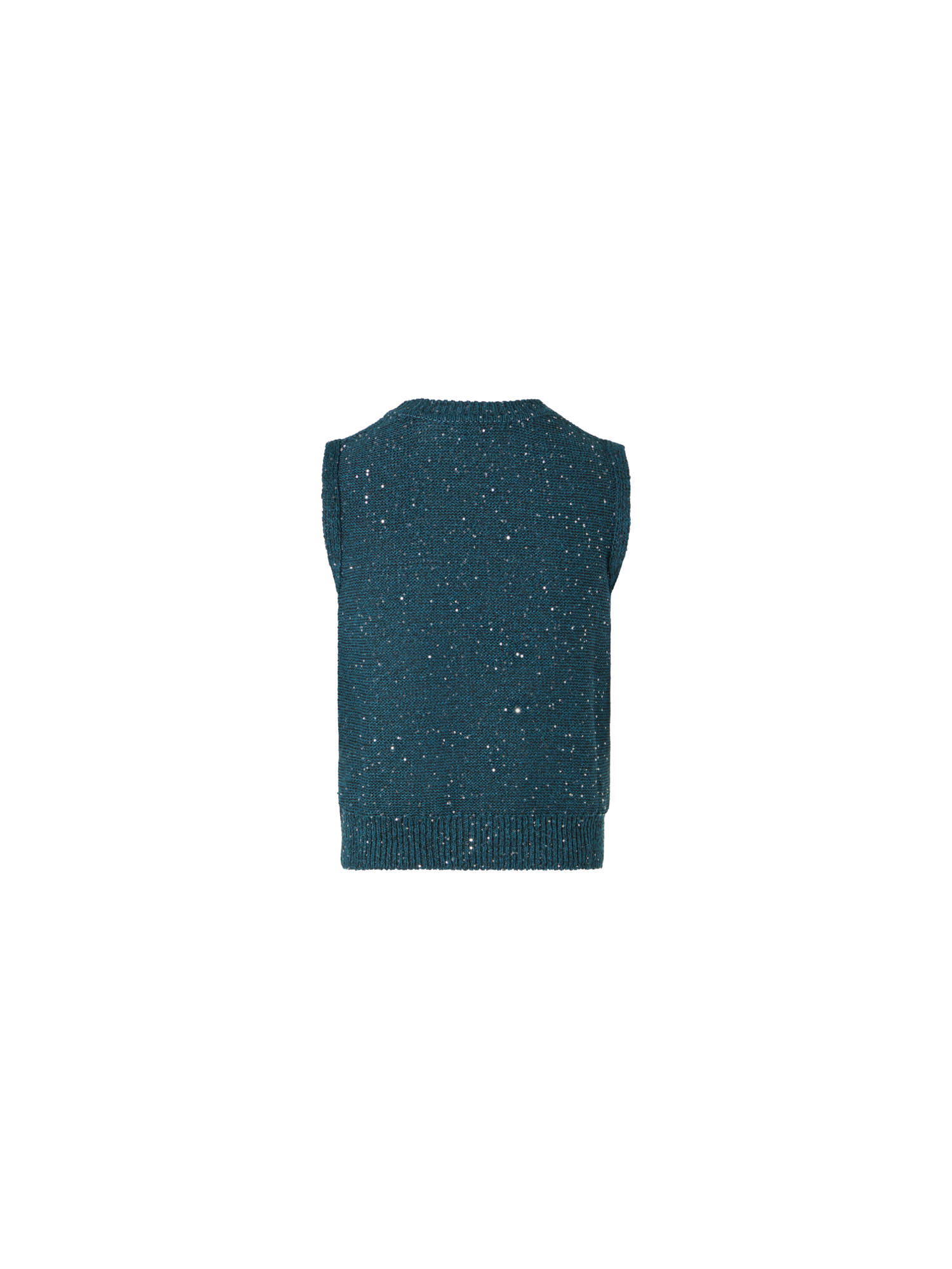 Designer Sequined Sleeveless Linen Cotton Knit Top - green