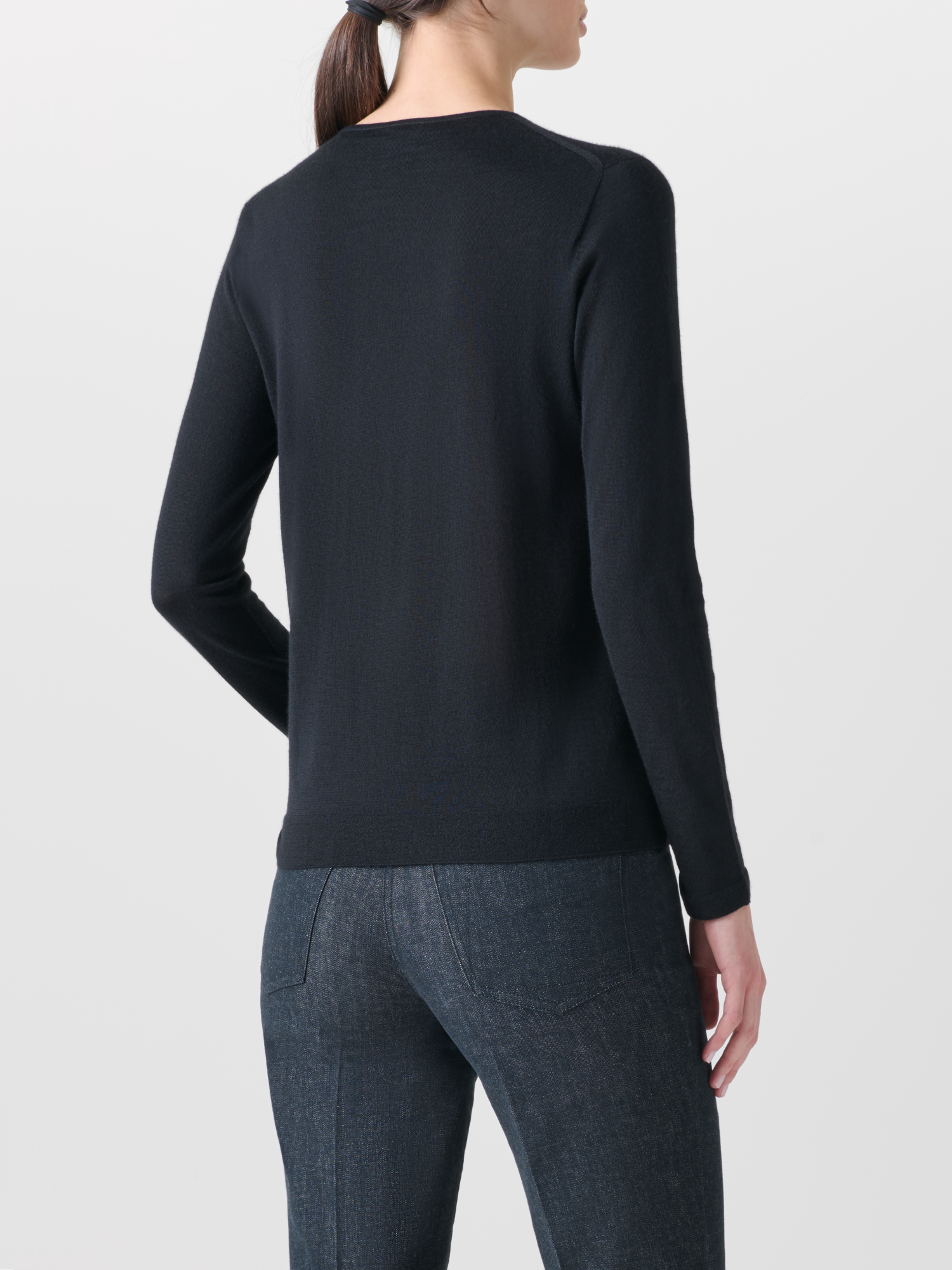 Designer Seamless Pullover from Cashmere Silk - black 