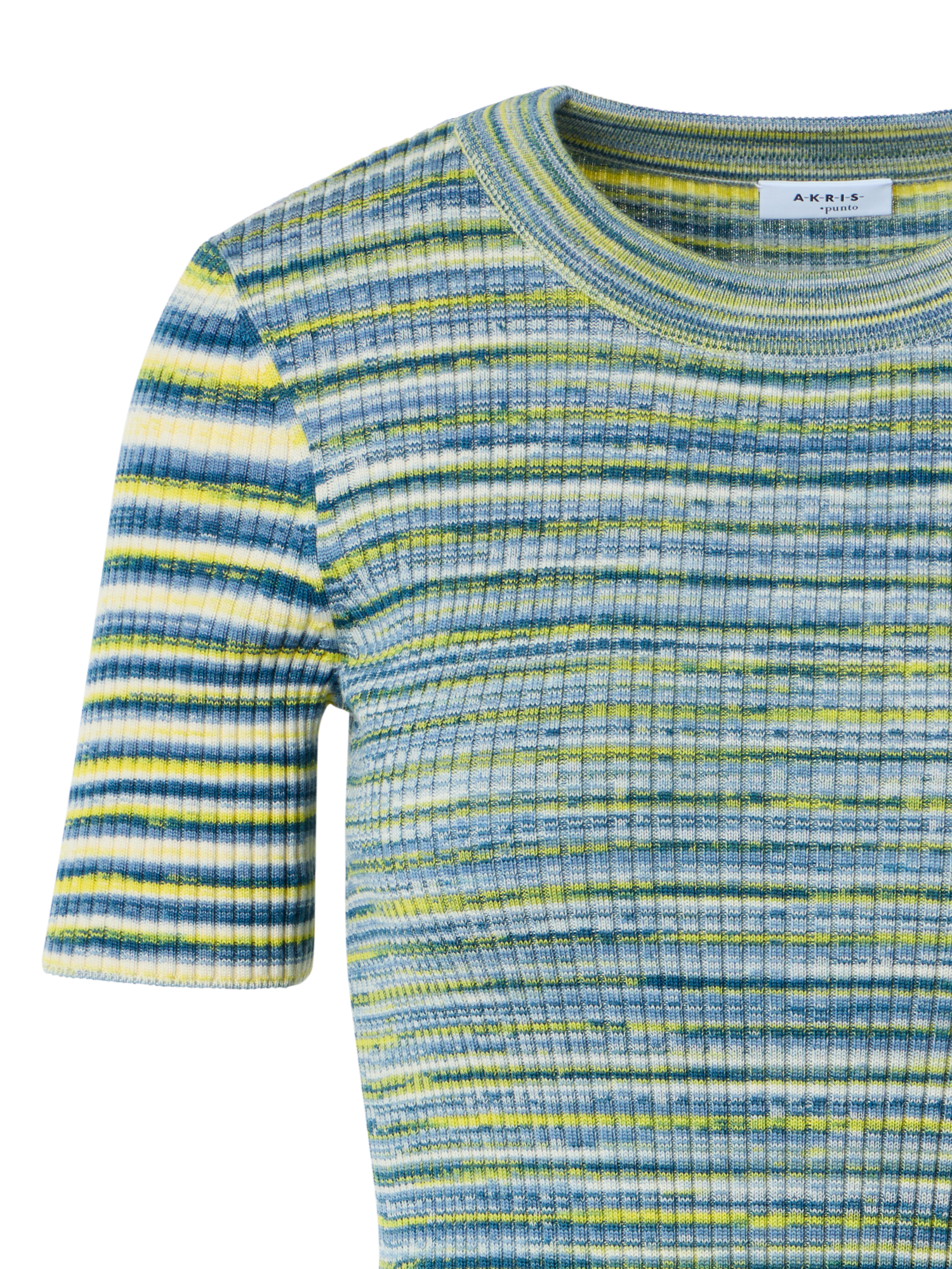 Designer Fitted Space-Dye Merino Rib Knit Top - multicolor