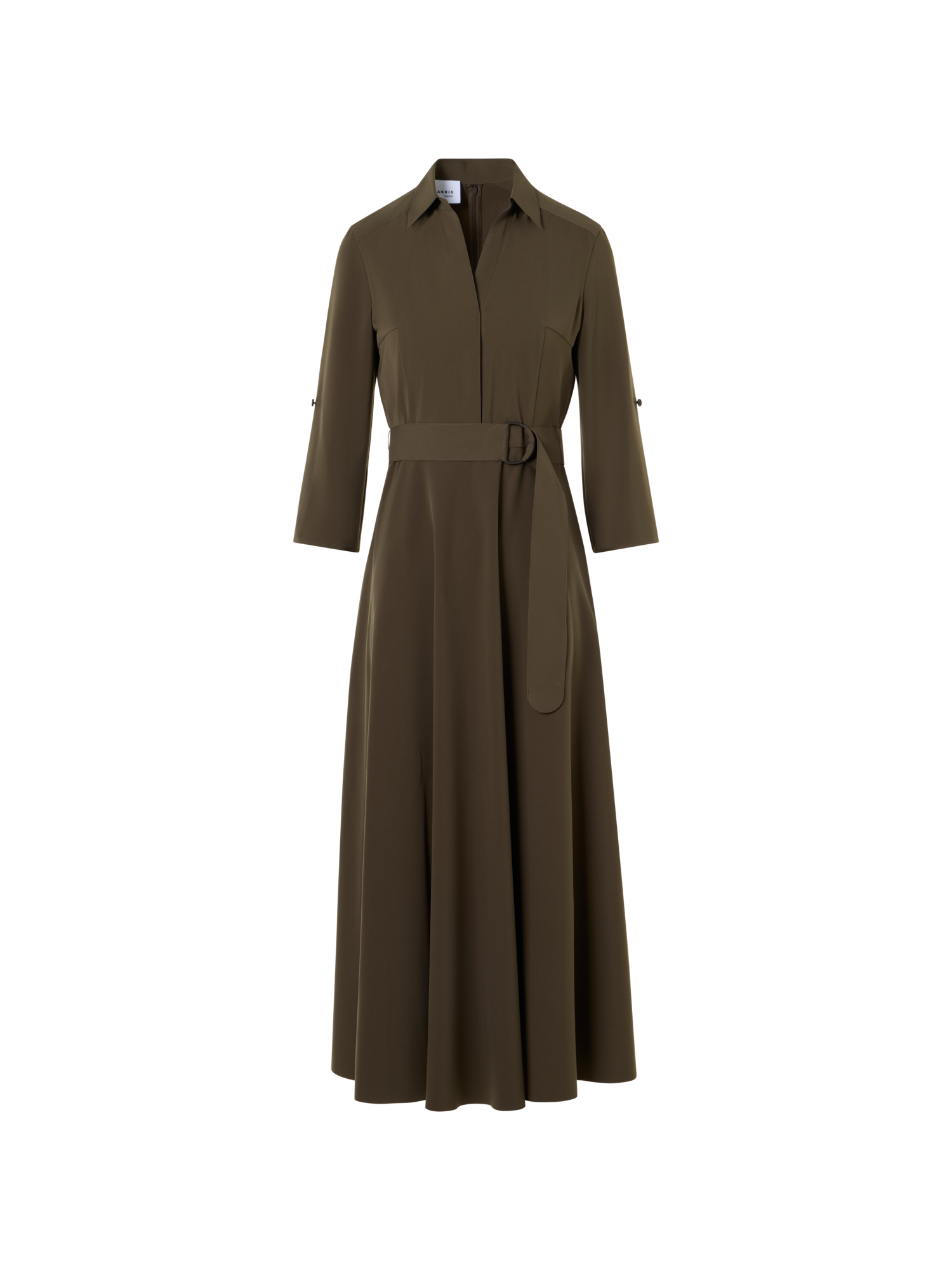 Designer Flared Lasercut-Crêpe Midi Dress - green