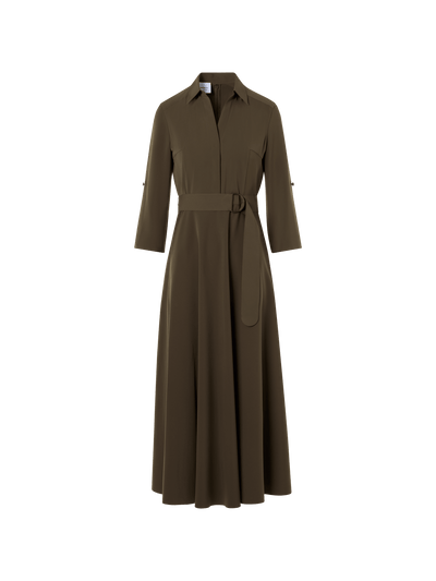 Designer Flared Lasercut-Crêpe Midi Dress - green