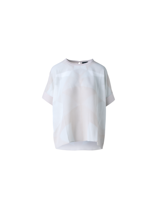 Designer Oversize Silk Blouse with Chiaroscuro Print - neutral - pastel - multicolor - beige