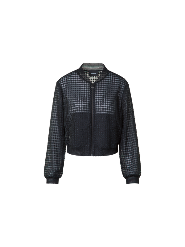 Designer Bomber Jacket in Flower Embroidery - black - neutral