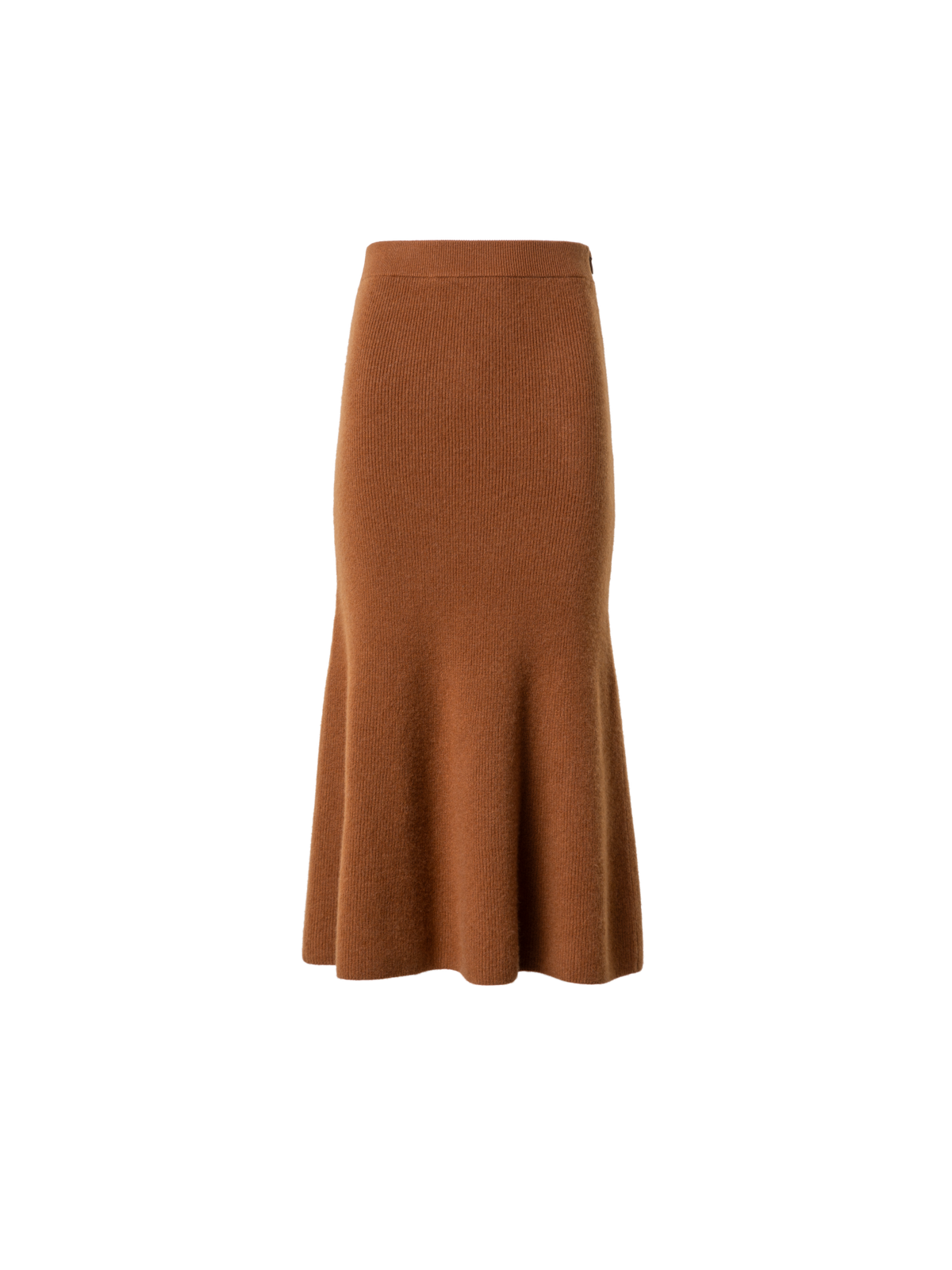 Designer Midi Knit Skirt in Ribbed Cashmere - brown
