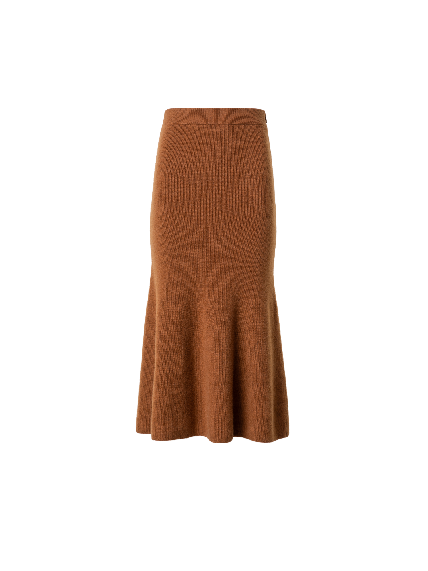 Designer Midi Knit Skirt in Ribbed Cashmere - brown