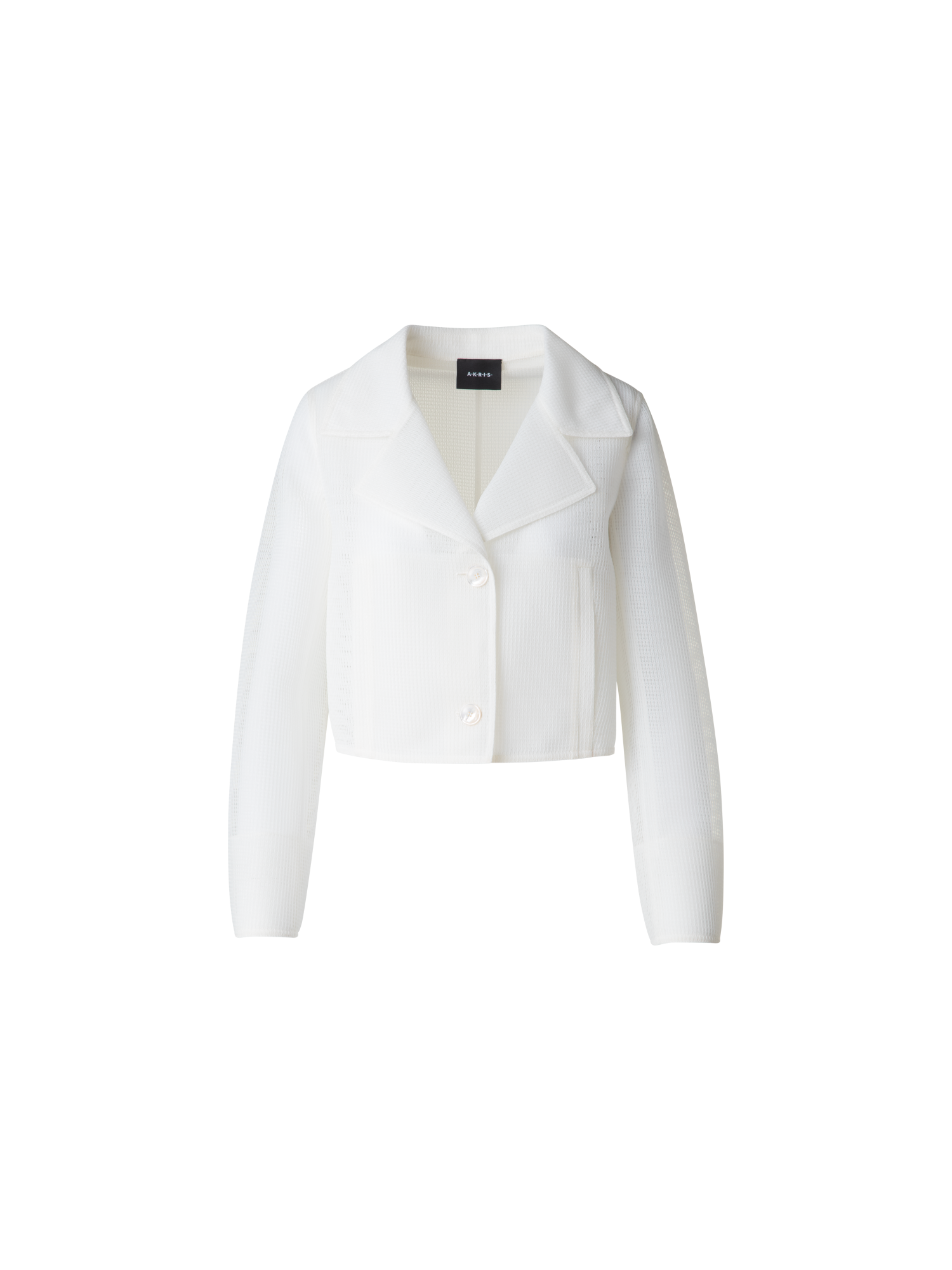 Designer Cropped Jacket in Sheer Techno-Grid - neutral - white