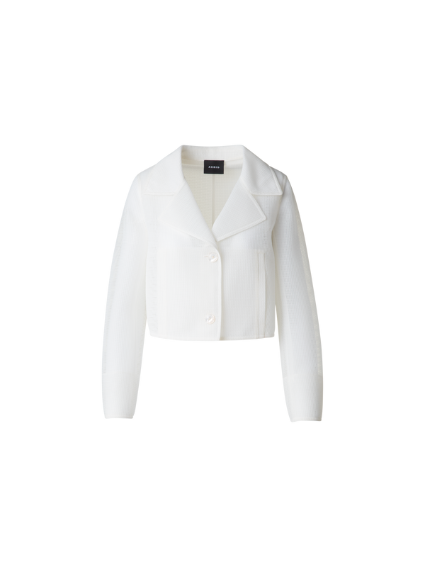 Designer Cropped Jacket in Sheer Techno-Grid - neutral - white
