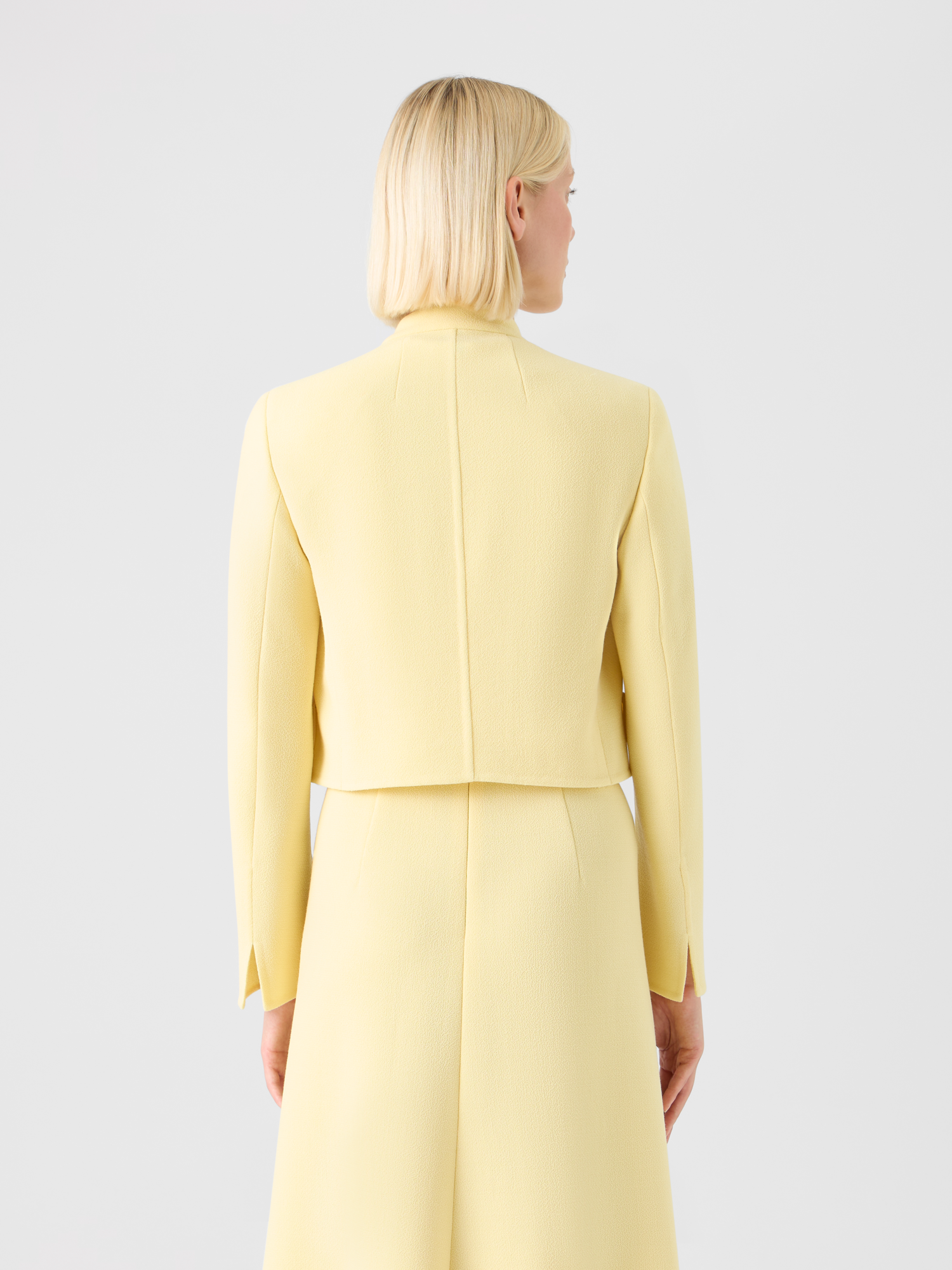 Designer Short Wool Crêpe Double-Face Jacket - yellow 