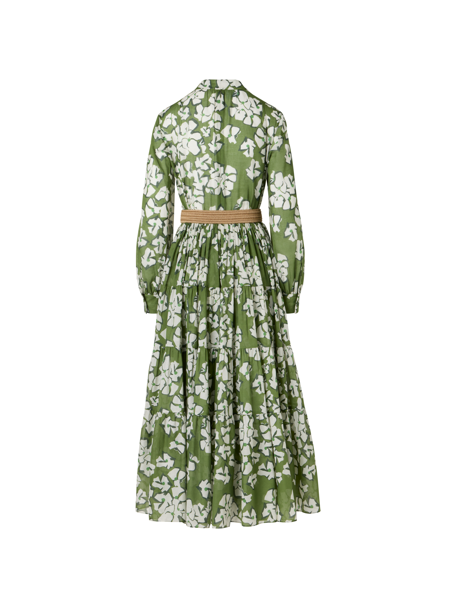 Designer Long-Sleeve Papercut Flower Boho Midi Dress - multicolor