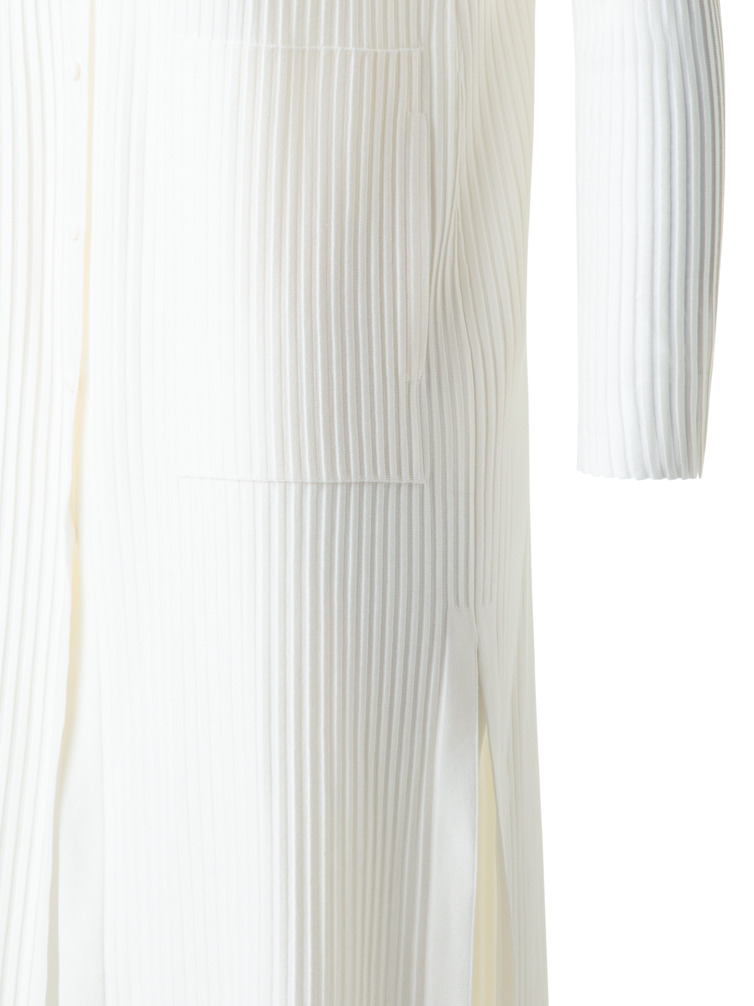 Designer Long Knit Coat in Semi-Sheer Silk Cotton - neutral - ecru - white