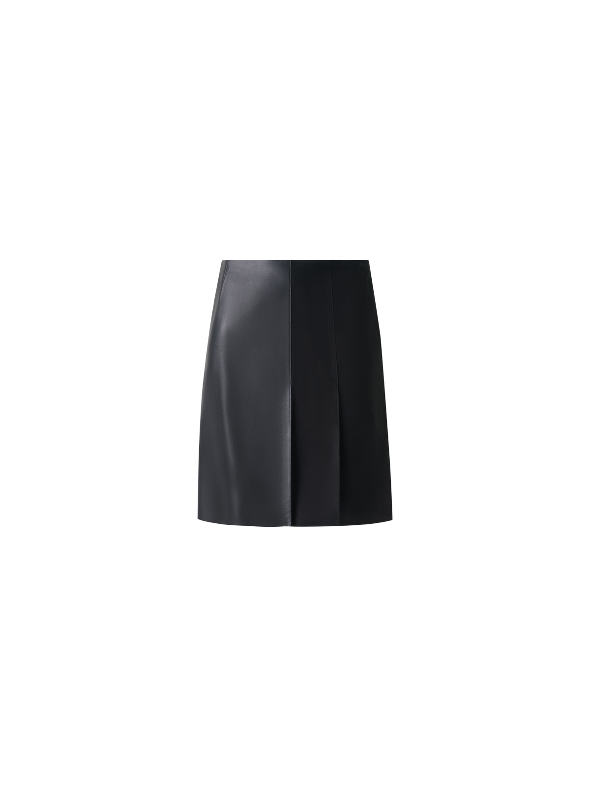 Designer Half-Pleated Leather and Suede Mini Skirt - black - neutral
