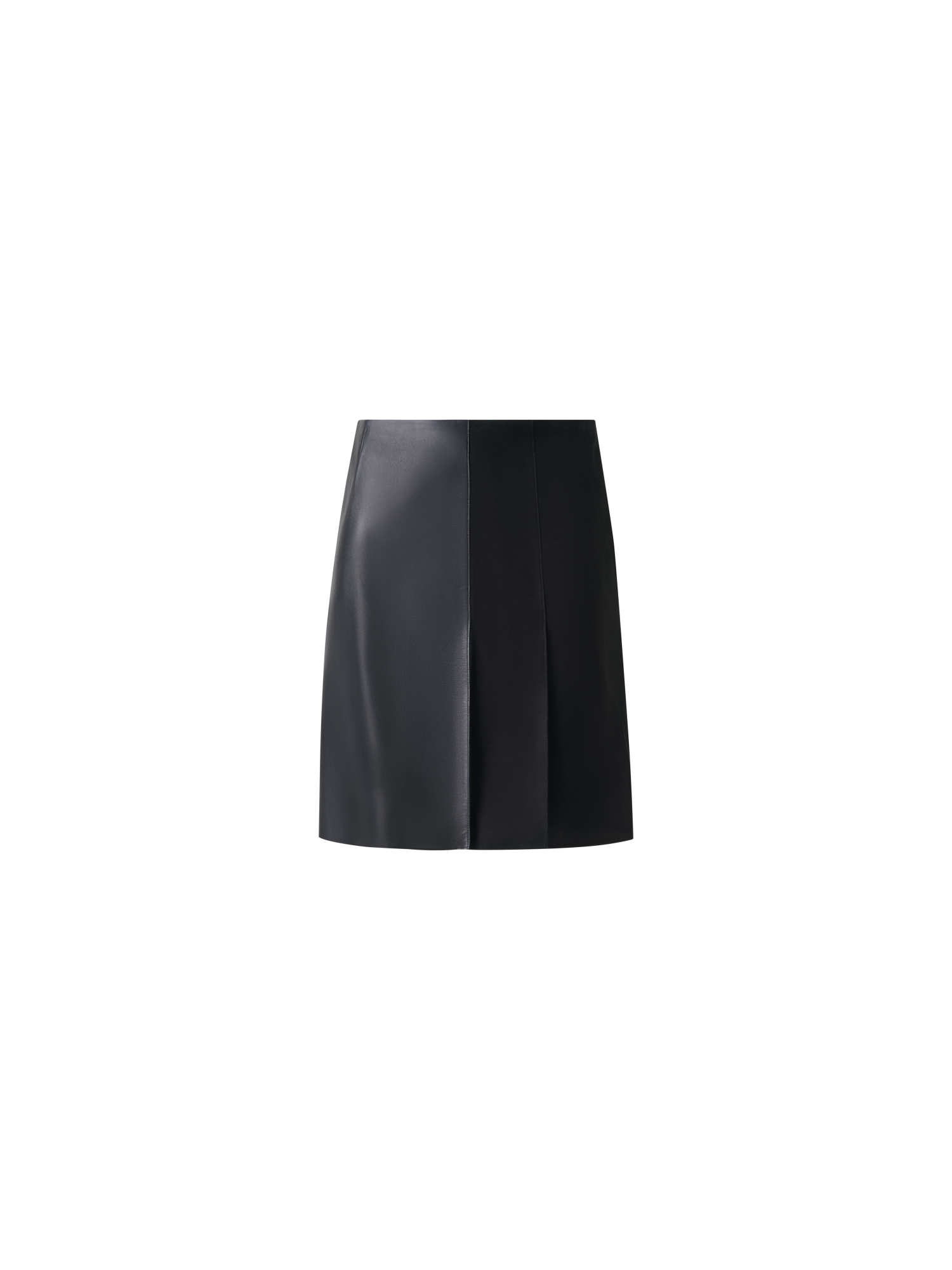 Designer Half-Pleated Leather and Suede Mini Skirt - black - neutral