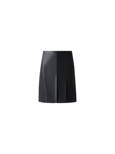 Designer Half-Pleated Leather and Suede Mini Skirt - black - neutral